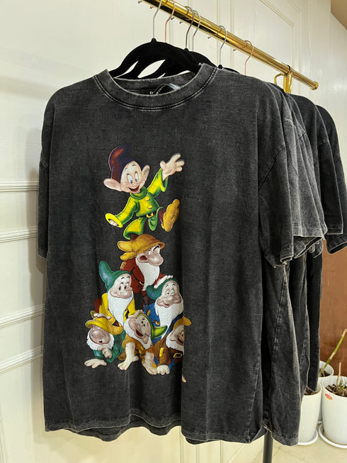 Charcoal Grey Animated Print Oversize T-shirts